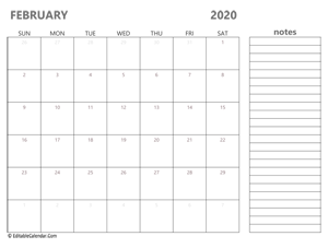 2020 february calendar printable