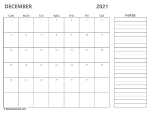 2021 december calendar printable