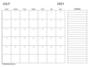2021 july calendar printable