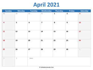 2021 printable calendar april