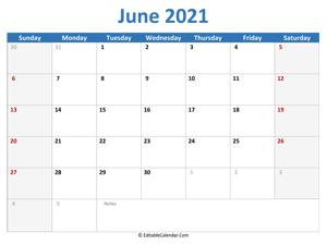 2021 printable calendar june