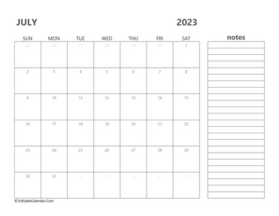 2023 july calendar printable