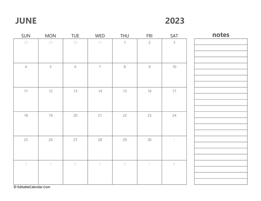 2023 june calendar printable