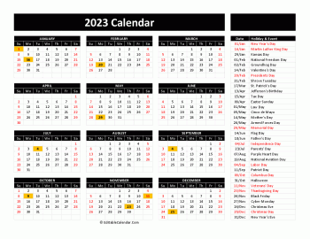 2023 printable calendar free