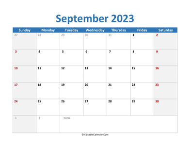 2023 printable calendar september