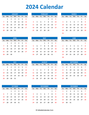 2024 calendar portrait blue style