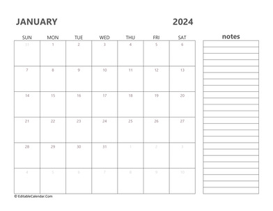 2024 january calendar printable
