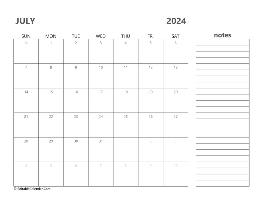 2024 july calendar printable