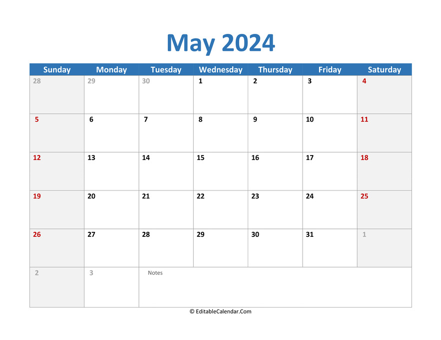 2024 printable calendar may