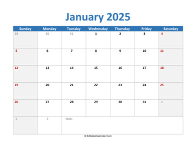 2025 printable calendar january