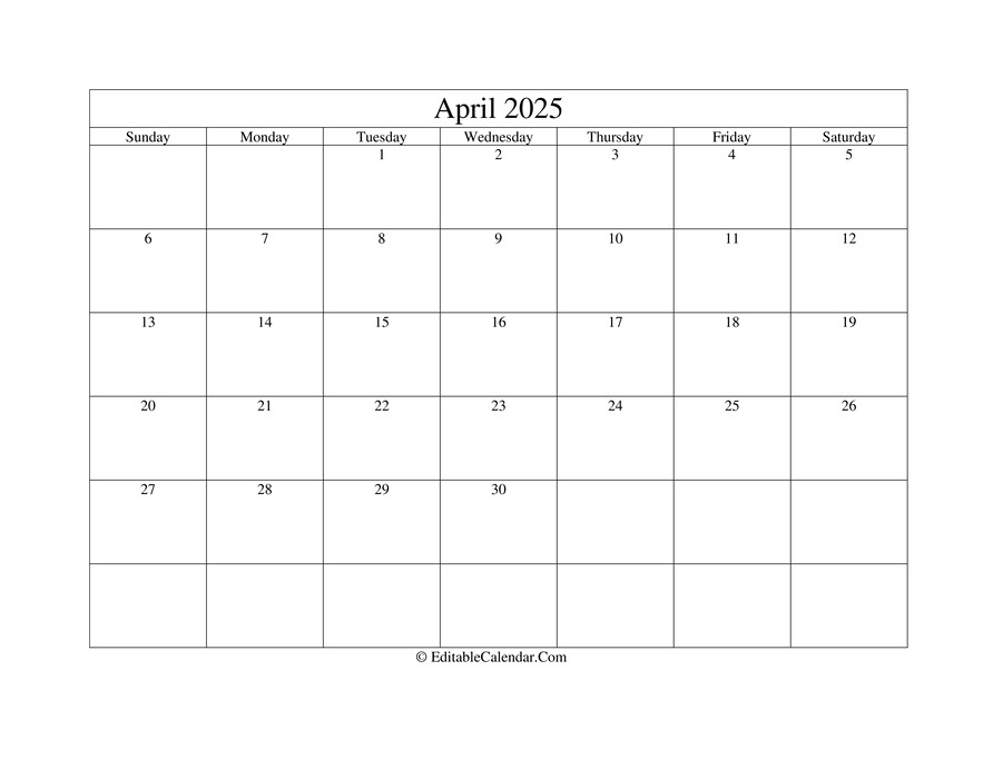April 2025 Printable Calendar with Holidays 2025 April Calendar With Holidays Calendar Printable
