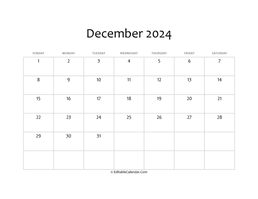 December 2024 Calendar Templates in Word, PDF, Excel December 2024 Calendar Templates in Word, PDF, Excel