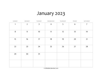 blank january calendar 2023