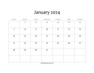 blank january calendar 2024