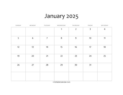 blank january calendar 2025