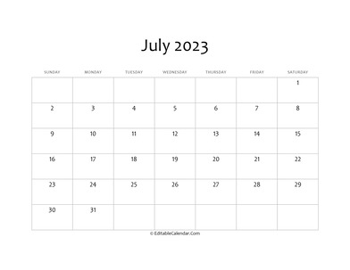 blank july calendar 2023