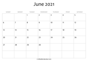 blank june calendar 2021