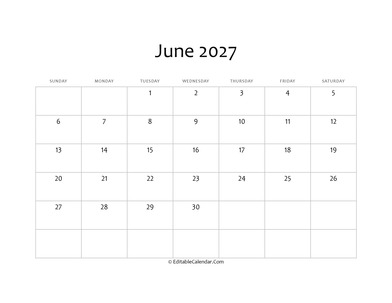 blank june calendar 2027