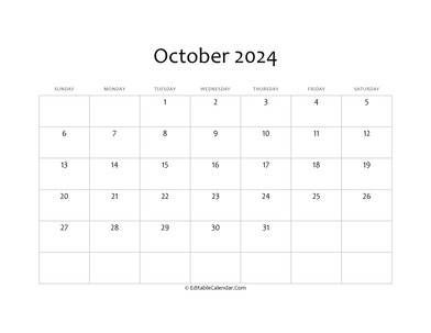 blank october calendar 2024