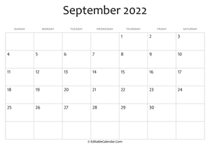 blank september calendar 2022