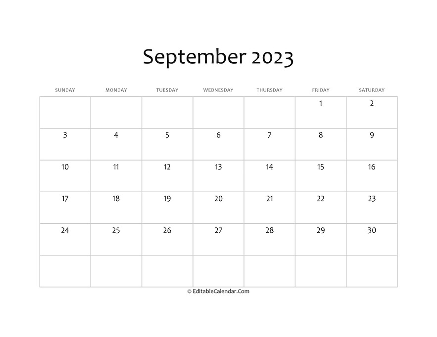 blank september calendar 2023