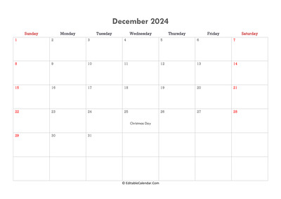 editable calendar december 2024