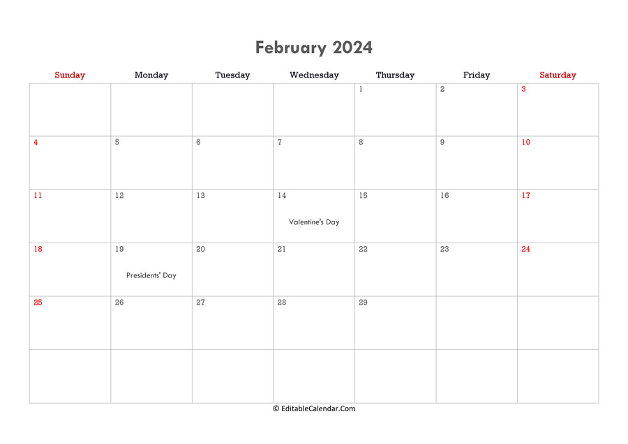 editable calendar february 2024