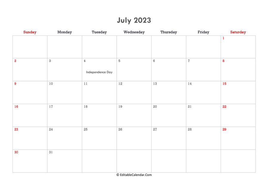 July 2023 Calendar Editable Get Calender 2023 Update