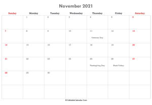 editable calendar november 2021