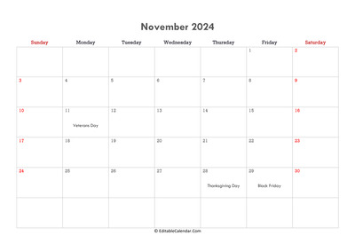 editable calendar november 2024