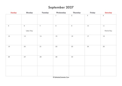 editable calendar september 2027