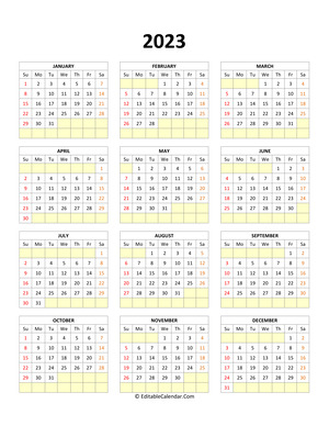 editable calendar template 2023