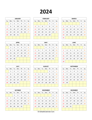 editable calendar template 2024