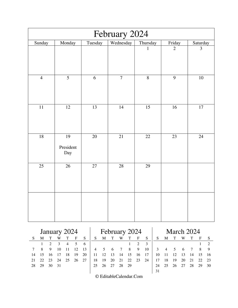 february 2024 editable calendar portrait