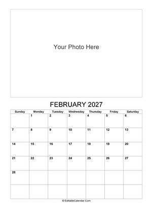 february 2027 photo calendar
