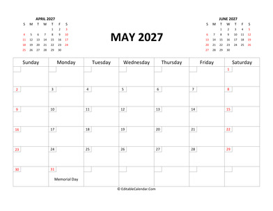 fillable calendar may 2027 with us holidays