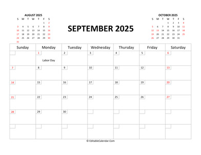 fillable calendar september 2025 with holidays