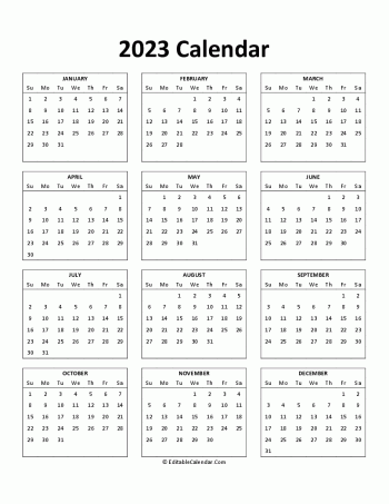 free printable 2023 calendar
