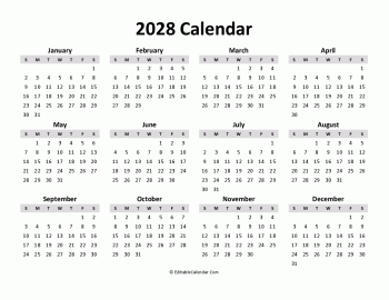 free printable calendar 2028