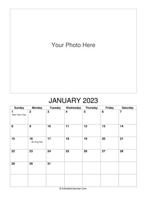 january 2023 photo calendar