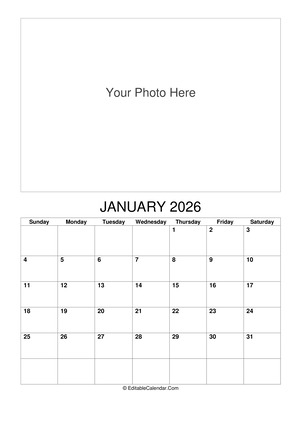 january 2026 photo calendar