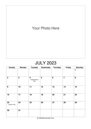july 2023 photo calendar