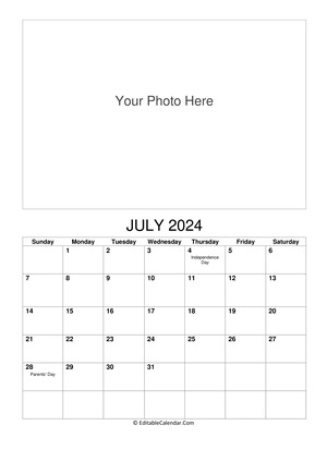 july 2024 photo calendar