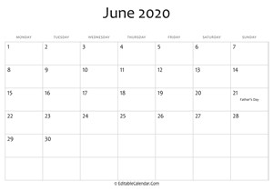 june 2020 printable calendar holidays