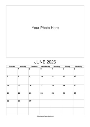 june 2026 photo calendar