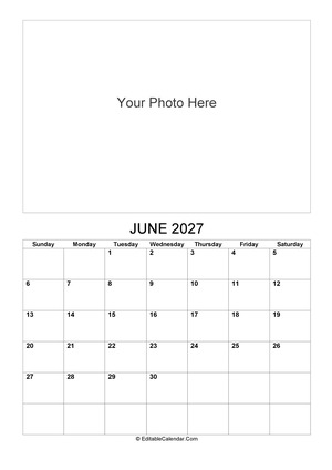 june 2027 photo calendar