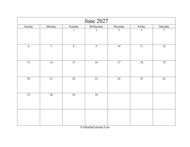 june 2027 printable calendar holidays
