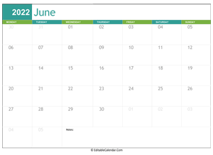 june calendar 2022 printable