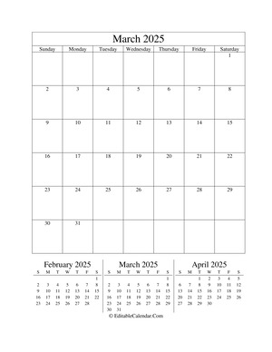 march 2025 editable calendar portrait
