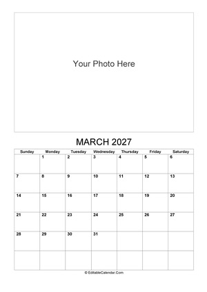 march 2027 photo calendar